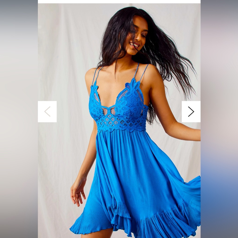 NWT Free People Baltic Blue Adella Mini Slip Dress